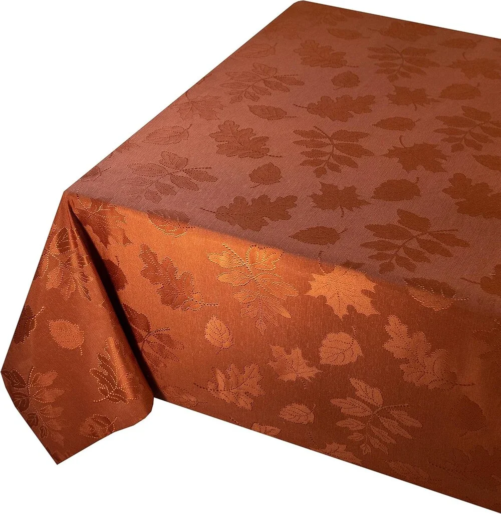 Benson Mills Harvest Legacy Jacquard Tablecloth 60 X 104 Oblong Rust Orange